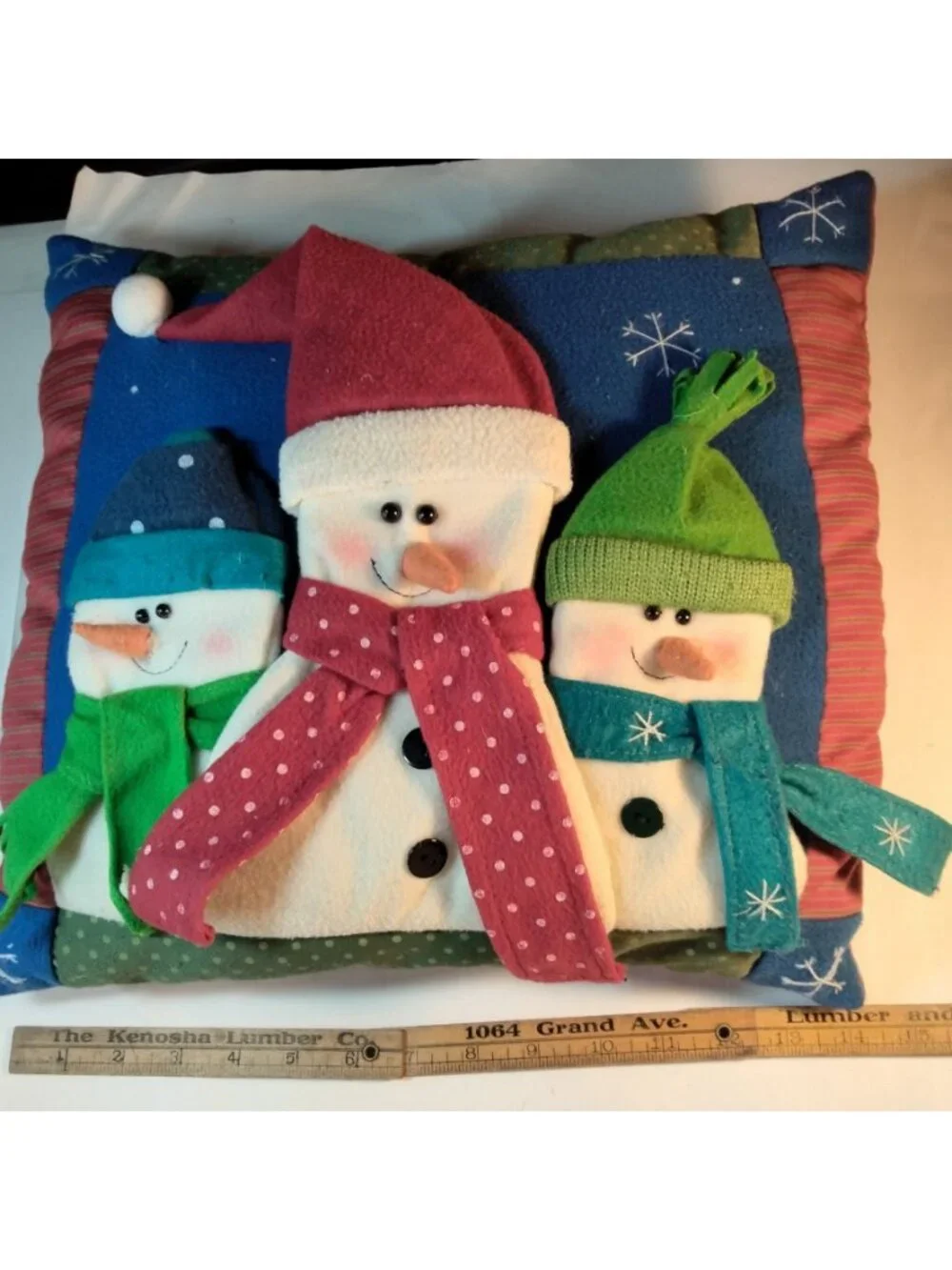 St Nicholas Square Snowman Trio Pillow Festive Holiday Decor Christmas Toss